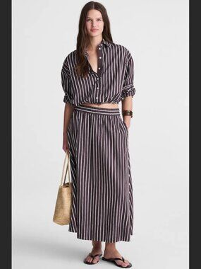 Poplin a-line midi skirt